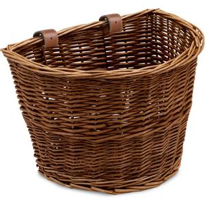ProSource Wicker Bike Basket Front Cargo for Women and Men, Fits Most Bicycles, Beach Cruisers, Stationary Equipment, and Ebikes, Brown, 12"D x 9"W x 9"H