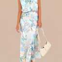 PRETTYGARDEN Women's 2026 Summer Satin Dress Elegant Sleeveless Mock Neck Cocktail Party Maxi Dresses (Blue, M)