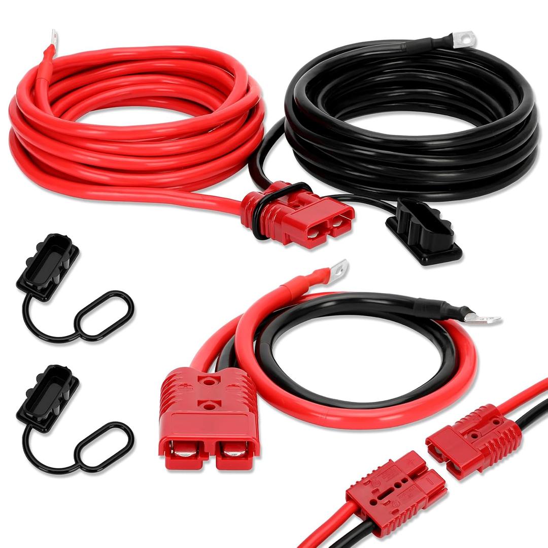 24FT Quick Disconnect Winch Power Cable, 4 Gauge 4 AWG Copper Wiring, Heavy Duty Quick Disconnect Cables with Quick Connect Plugs, for a Wide Range of Winching Applications