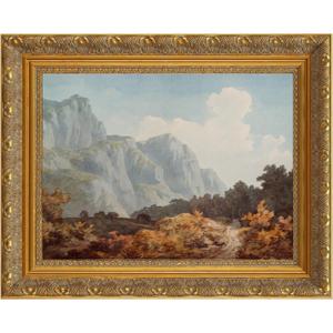 DIY Solid Wood Frame for 18x24 Canvas Painting, 2.4" Wide Gold Ornate Frame, Vertical or Horizontal Display for Home Office Wall Decor (Empty Frame Only, No Plexiglass & Backing Board)