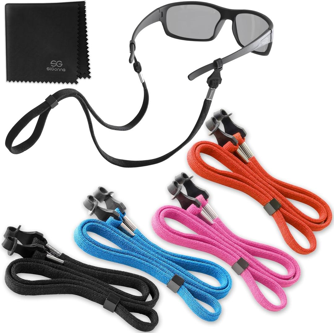 SIGONNA Eye Glasses String Holder Strap - Eyeglass Straps Cords for Men Women - Eyeglass Holders Around Neck - Sunglasses String Chain Lanyard Retainer - 4 Pcs Orange Pink