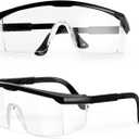 PACIFIC PPE 2 Pack Safety Glasses for Men and Women, ANSI Z87 Safety Goggles with Scratch Resistant Clear Wraparound Lenses, Adjustable Lab Goggles, UV Protection Lab Glasses, One Size