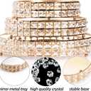 Goaste 3 Pack Crystal Cake Display Stand with Mirror, 14" 12" 10" Metal Pedestal Gold Round Cake Plate Stand, Dessert Cookies Fruit Serving Tray with Shining Crystal Beads for Wedding, Birthday Party