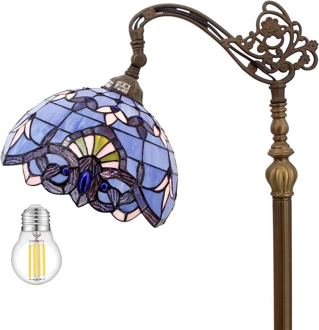 WERFACTORY Floor Lamp Tiffany Style Blue Purple Stained Glass Arched Lamp 12X18X64 Inches Gooseneck Adjustable Corner Standing Reading Light Decor Bedroom Living Room S003C Series WERFACTORY Floor Lamp Tiffany Style Blue Purple Stained Glass Arched Lamp 12X18X64 Inches Gooseneck Adjustable Corner Standing Reading Light Decor Bedroom Living Room S003C Series
