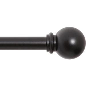 Kenney Chelsea Ball End Window Curtain Rod - Adjustable 28 to 48 Inches, Extendable Set, Black