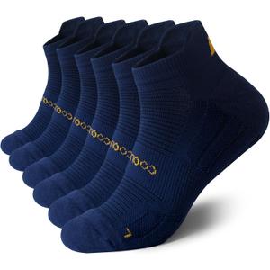 Wildarms Coolmax Bamboo Viscose Compression Running Socks for Men 3 Pairs Athletic Anti Blister Socks Cushioned Ankle Socks (Blue)