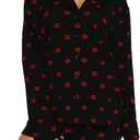Women 2 Piece Pajamas Set Button up Long Sleeve Shirt and Shorts Lounge Set (L)