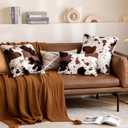 Woaboy Pack of 2 Luxury Faux Fur Throw Pillow Covers Cowhide Decorative Soft Fluffy Plush Couch Throws Brindle Cushion Covers for Couch Living Room Sofa Bedroom 16x16 Inch
