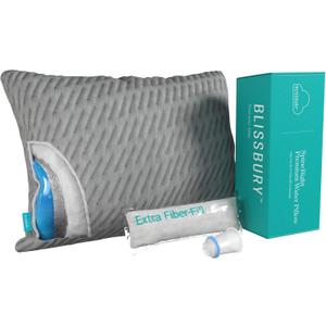 BLISSBURY Adjustable Water Pillow - Waterbase and fiberfill Stuffing Adjust to Help Side Sleepers with Shoulder or Neck Pain. (Gray)