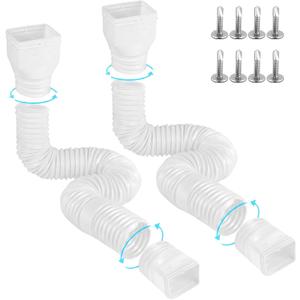 Gutterlix 2 Pack Flexible Gutter Downspout Extensions Extendable from 21" to 67", Downspout Extender Comes with Adapters, Thickened Down spout Drain Extension for Rainwater Drainage(White)