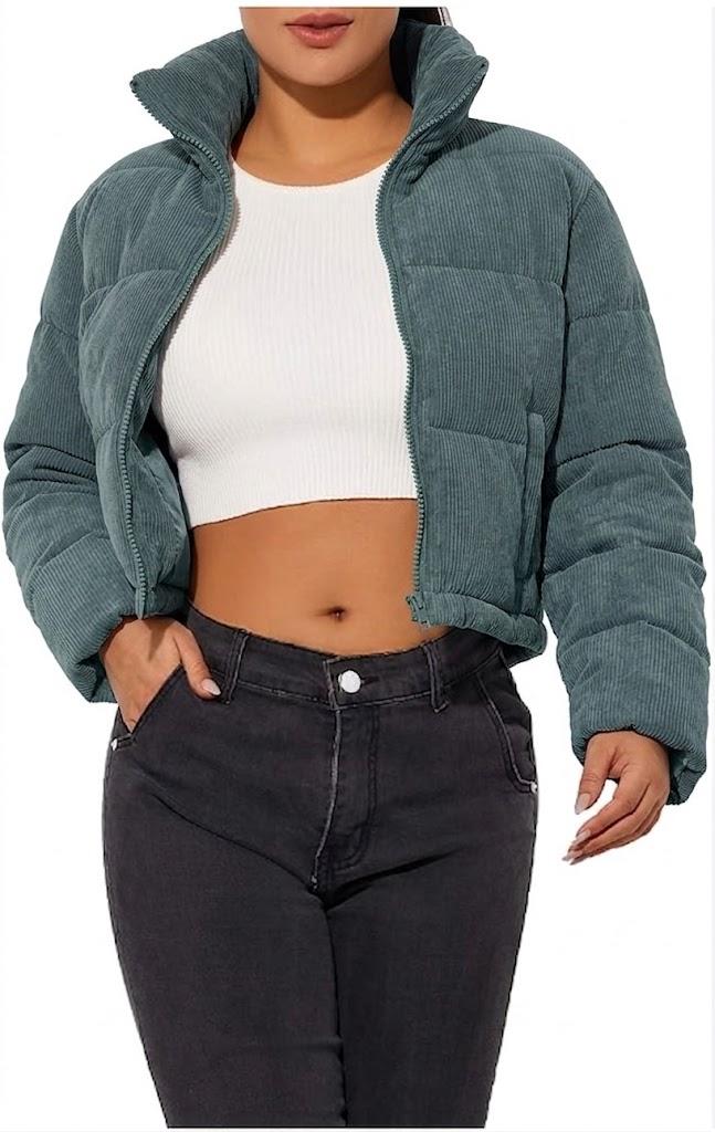 Women's Crop Short Jacket Cropped Puffer Fashion Jackets for Women Warm Winter Lightweight Coat M 