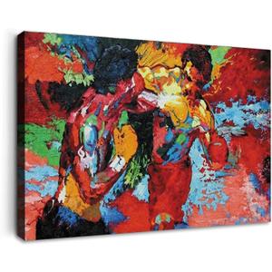 Fchen Art Boxing Poster,Boxing Sports Colorful Canvas Wall Art Movie Decor for Kitchen Wall Decor,Picture Drawing Room Decor Artwork Framed and Stretched 32"x48" (48L" x 32W", red-4)