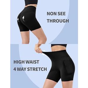 Noblarm  Biker Shorts with Pockets Women,5” Soft High Waist Tummy Control Yoga Workout Athletic Running, Size S/M
