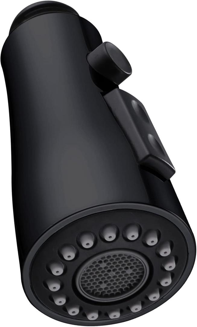 Angle Simple Kitchen Sink Sprayer, G 1/2 or 13/16 Inch Male Thread Connector, Tested to NSF/ANSI/CAN 61 & 372, Faucet Head Replacement, Stream Spray and Pause Mode, Matte Black