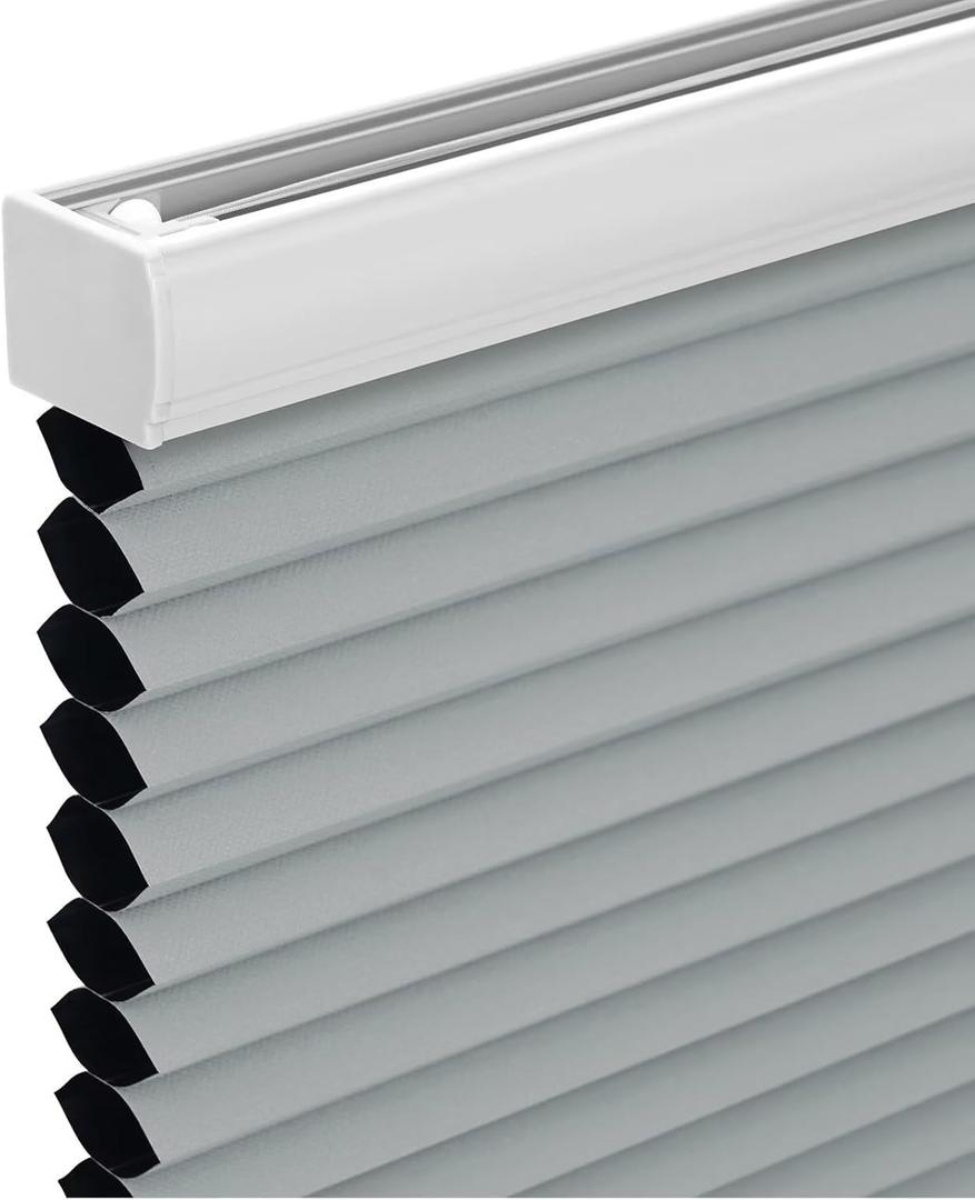 Changshade Cordless Cellular Shades, Blackout Honeycomb Shades for Windows, Room Darkening Pleated Blinds, Easy to Install for Indoor Windows and French Doors, 33" W x 72" H, Grey