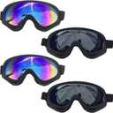 Ski Goggles, 4 Pack Snow Snowboard Goggles for Men Women Kids & Youth UV Protection for Skiing Winter Sports (1-black Frame & Multicolor+gray Lens)