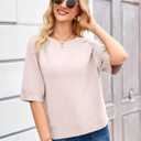 Women's Short Sleeve Sweaters 2026 Fall Lightweight Loose Tops | Fit Knit Pullover, Spring Summer Fall Outfits, Business Casual Work Tops (M)