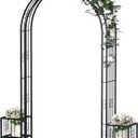 102in Steel Garden Arch Arbor Trellis with Planter Boxes for Climbing Plants Outdoor, Yard, Wide Sturdy Durable Garden Arch for Lawn,Outdoor Wedding Arch(Black)