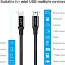 AGVEE 2 Pack 10ft USB-C to Mini USB Cable, Braided Durable Mini-B 5-Pin to Type-C Data Charging Charger OTG Cord for Hero 3+, PS3 Controller, Canon Nikon Camera, GPS, Blue Yeti, Black