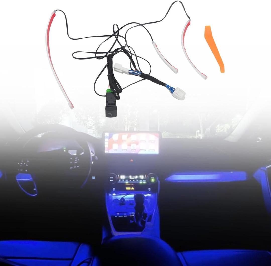HIGH FLYING 2019-2025 for Toyota RAV4 Center Console Dashboard LED Light Strip with On+Off Switch 3pcs Car Interior Accessories (Blue)