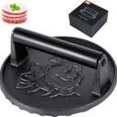 Burger Press-Heavy Duty Smash Burger Press with Heat Insulation Handle-7 Inch Cast Iron Burger Smasher,Bacon Press,Sandwich Press-Round Hamburger Press for Griddle-50 PC Patty Paper for Burger make