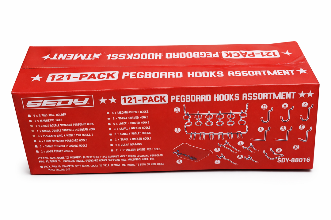 INCLY 121PCS Pegboard Accessories Organizer Kit, Peg Board Hooks Assortment with Bins for Organizing Various Tools, Fit 1/8 or 1/4 inch Pegboard for Hanging Storage, Garage Wall Attachments