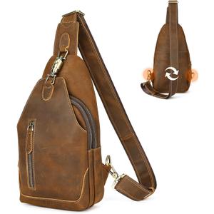 NIUCUNZH Genuine Leather Crossbody Sling Bag Handmade Classic Vintage Shoulder purse daypack Backpack