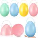 Funtery 4 Pcs Jumbo Easter Eggs 10 Inch Plastic Giant Easter Eggs with Handles, Clear Large Baskets Fillable Big Bunny Egg Shaped Baskets Containers Decoration (Pastel Colors)