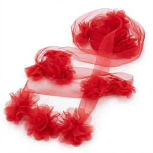 Suncalla 9 ft Christmas Tree Ribbon Bows Garland Decor Red Mesh Ribbon Garland Xmas Decoration Wreath Bow for Christmas Party Gift Stairs Mantle Front Door Wedding Holiday Decor Pack of 3