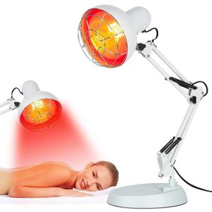Profey Red Light Therapy Lamp for Body, 150W Infrared Heat Lamp with Timer for Muscle Comfort & Relaxation, Near Infrared Bulb with Adjustable Stand for Full Body Warming (Off White)