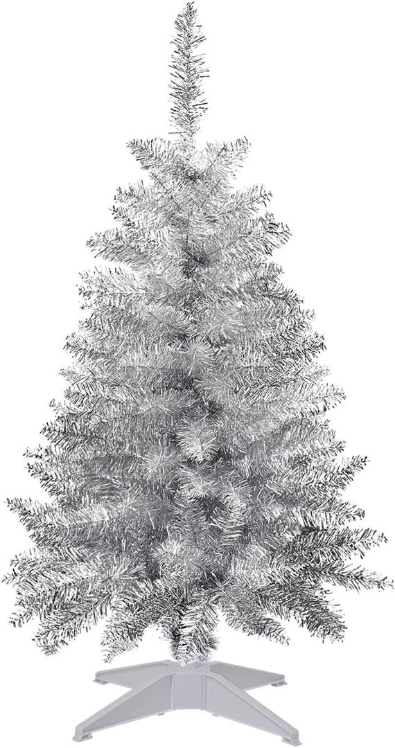 Small Christmas Tree 4FT Artificial Mini Xmas Tree for Christmas Halloween House Decor,Silver