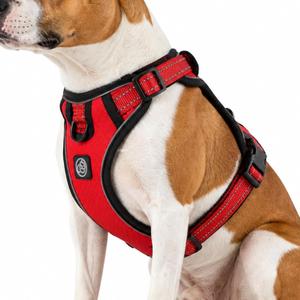 EVERKING Breathable Dog Vest Harness, Lightweight No Pull Chest Harness for Dogs, Adjustable Reflective Soft Padded Walking Harness (Red, S)