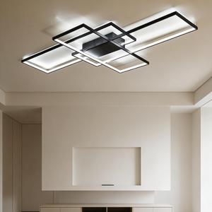LED Ceiling Light 3000K-7000K Flush Mount Luminaire Dimmable with Remote Control Chandelier for Living Room Dining Room Bedroom Kitchen (Black-VL17025-B-L), 54" x 31" x 3"