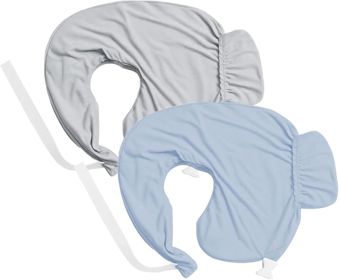 Nursing Pillow Covers Compatible with Breast Feeding Pillow Nursing Pillow (2 Pack Covers-Pillow NOT Included) (Fog&storm)