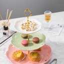Jusalpha 3-Tier Multi Color Ceramic Serving Stand,Cake Stand-Dessert Stand-Cupcake Stand-Tea Party Serving Platter (3 Color-Gold)
