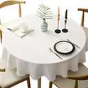 Heavy Weight Round Tablecloth, Decorative Solid Color Table Cover, Cotton Linen Table Cloth for Kitchen Dining Home Tabletop Decoration, Cream, Round - 62"