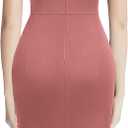 Miusol Women's Deep V-Neck Sleeveless Ruched Bodycon Ruffle Style Work Cocktail Pencil Dress (Pink, L)