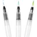 Mr. Pen- Watercolor Brush Pens, 3 pcs, 3 x Point Tips Styles, Nylon Bristles, Refillable Watercolor Pens for Acrylic, Gouache, Crayons, Ideal for Artists, Drawing, Sketching
