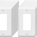 Decorator Wall Plates 1-Gang Switch Outlet Electrical Cover Plate Unbreakable Thermoplastic Faceplate for Light Receptacle Outlet Switch, White (20 Pack)