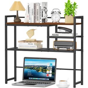 Snughome 31.9" Desk Shelf, Desktop Organizer Shelf, Desk Hutch Dorm, 3-Tier Desk Display Rack, Desktop Bookshelf, Multipurpose Wood Desk Organizer Storage Rack for Home Office Dorm
