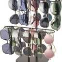 Mkono Sunglasses Organizer Glasses Holder Stand for 24 Pairs of Eyewear, 2 Tier Sunglass Storage Eyeglasses Display Rack Metal Frame with Wood Base for Table Desk Countertop Dresser Bedroom, Black