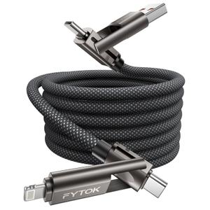 USB C Cable Fast Charging 60W iPhone Charger Cable 10FT, [Apple MFi Certified] USB to USBC to Lightning Cable 4 in 1 Charging Cable with Type C/USB A for iPhone 17/16/15/14/13/12/iPad/Android, 1Pack