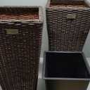 62501 Alto Wicker All-Weather Planter Set with Liners Tall Plant Decor Box for Outdoors Patio Herb Garden Furnishings - Mocha - Pack of 2