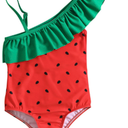 Summer Toddler Girls Ruffles 1 Piece Swimwear Cartoon Watermelon Prints Beach Onesie Swimsuit Bikini. Size 130