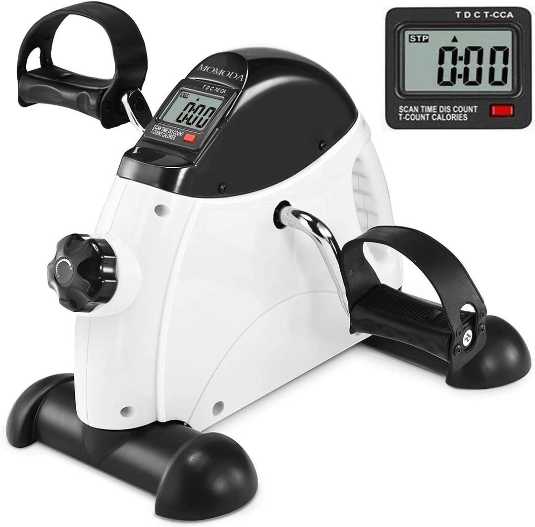 MOMODA Under Desk Bike Pedal Exerciser Mini Bike for Leg/Arm Bike Mini Peddler with LCD Display for Home/Office