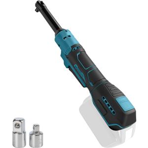 JOJOCY 3/8" Brushless Cordless Ratchet Wrench with 1/2" & 1/4" Adapter, 15cm Extended Head Electric Power Ratchet 80N.m 320RPM (Blue for MK 18V)