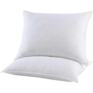 Vera Wang - Standard Down Alternative Pillow, Smooth & Breathable Cotton Bed Pillows, 400 Thread Count, Medium Weight Bedding for Year Round, 20" x 26" (White, 2 Piece)