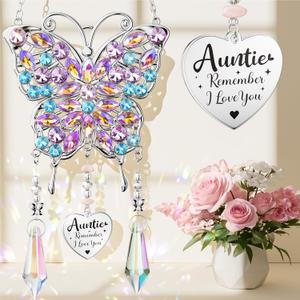 Aunt Gifts from Niece Nephew, Mothers Day Aunt Gifts for Auntie Gifts, Best Aunt Gifts Aunt Birthday Gifts for Auntie, Best Auntie Butterfly Crystal Sun Catcher Indoor Window Hanging