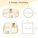 EXPERLAM Baby Playpen - Wooden Playpen for Babies and Toddlers, Foldable Play Pen with Locking Gate, Portable Baby Fence with Adjustable Shape and Size, Extra Large Toddler Play Yard (58X58x23.5Inch)
