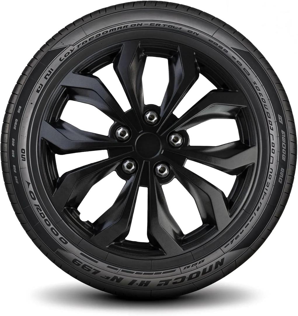 LYDS Spyder GM Gunmetal Gray Universal 15 inch Premium ABS Hubcap Wheel Cover Replacement Set of 4 - GWC-15GM-B